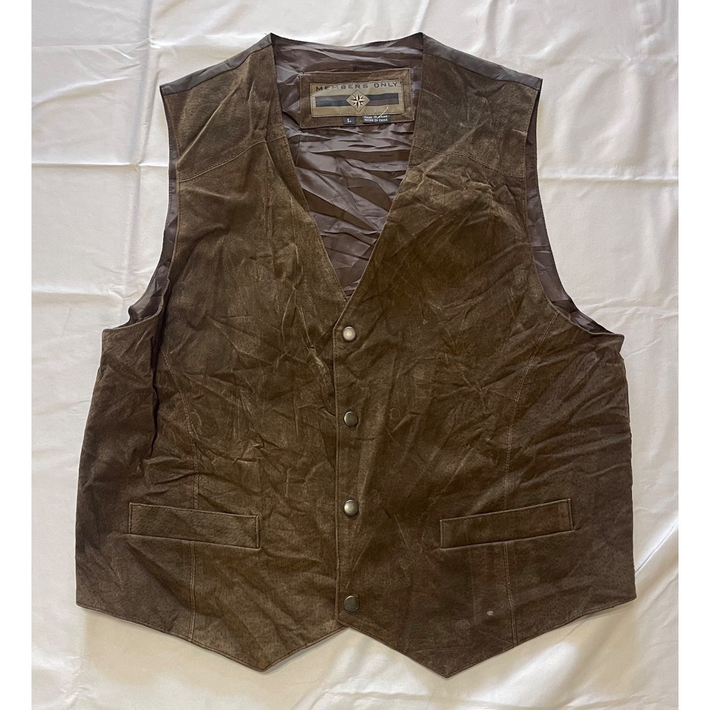MEMBERS‎ ONLY SUEDE LEATHER VEST VINTAGE SIZE LARGE MENS